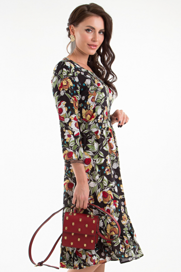 Платье Прованс (черное, цветочек) П1334-11